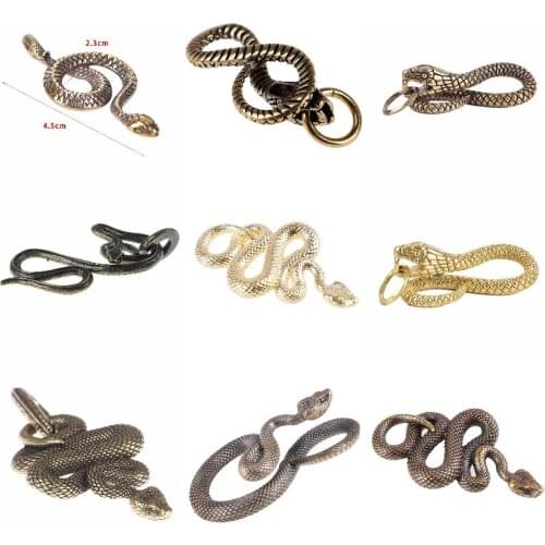 11Styles Brass Metal Snake Shape Keychain Handmade Key Chain Fashion Animal Key Ring Hand Bag Pendant