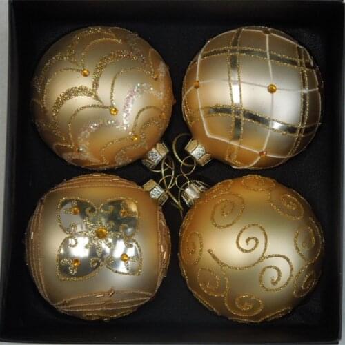 16pcs/pack Diameter=8cm Gold Serises Hand Painting Glass Christmas Ball Home Decoration Hanging Pendant