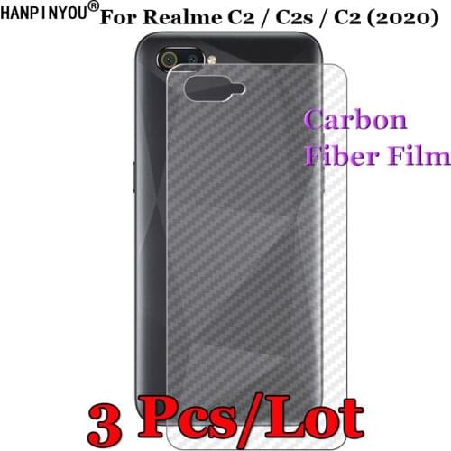 3 Pcs/Lot For Realme C2 / C2s / C2 2020 6.1" 3D Non-slip Carbon Fiber Back Film Screen Protector Protective Sticker (Not Glass)