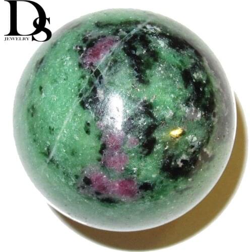 40mm Natural Ruby Zoisite Sphere Quartz Crystal Green Ruby Ball Angel Chakra Orb Minerals Healing Massage Home Decoration Gift