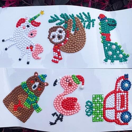 5D Diamond Painting Stickers Self-Adhesive Diamond Painting by Number Kits Animal Rhinestone Sticker for DIY Crafts Decoration