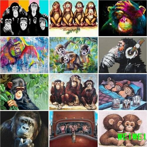 5D DIY Diamond Painting Monkey Animals Rhinestone Embroidery Cross Stitch Kit Mosaic Diamond Art Home Decoration Weiwei