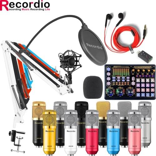 GAM-800X Karaoke Condenser Microphone for PC Studio Braodcasting Singing Recording BM800 Microfone Mic Kit With V9 Sound Card
