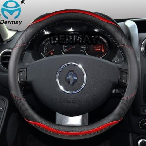 For Renault Duster Dacia Duster Nissan Terrano Car Steering Wheel Cover Microfiber Leather + Carbon Fiber Auto Accessories