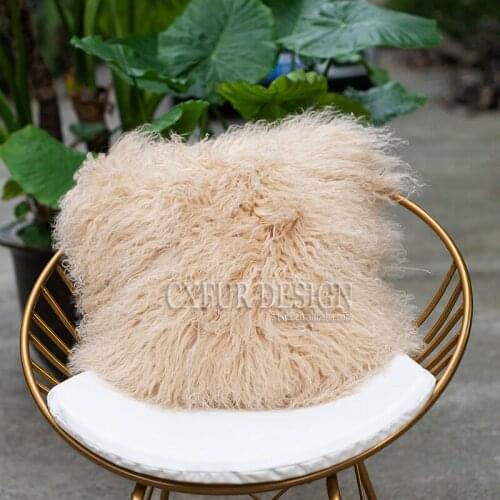 Free Shipping CX-D-04J Real Mongolian Lamb Fur Cushion Cover Pillow Cover~Drop Shipping