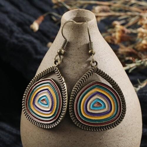 Bohemian Vintage Multicolor Round Pendant Earrings Boho Design Jewelry Fashion Woman Earring 2019 Jewelry Accessories Gifts