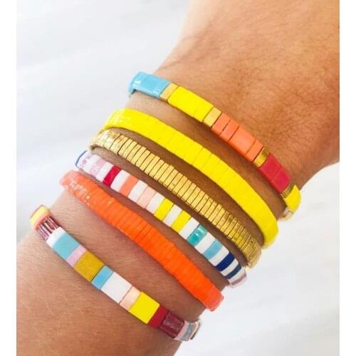 2021 Summer Bracelet Beach Jewelry Tila Bead Woven Fashion Trendy Strand Bracelet Boho Jewelry Pulseras Armband Wholesale