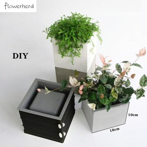 DIY Nordic Square Cement Flowerpot Mold Silicone Plastic Resin Mold Candle Holder Handmade Flower Pot Cake Decorating Tools
