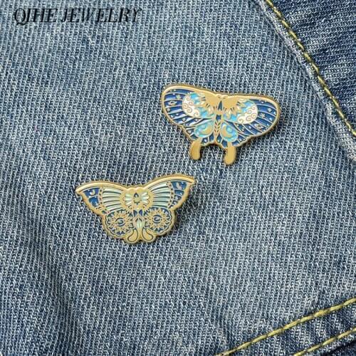 Butterfly Enamel Pin Lunar Moth Badges Moon Phases Brooches Stars Night Sky Day and Night Witchy Jewelry Witchcraft Gifts