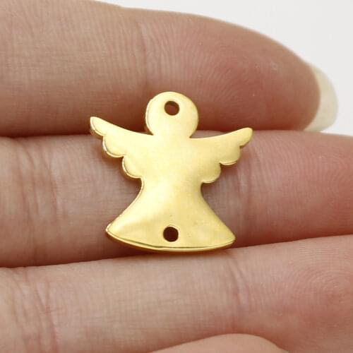 Fnixtar Mirror Polished Stainless Steel Angel Charms DIY Pendant For Bracelet Jewelry Making 20Piece/lot