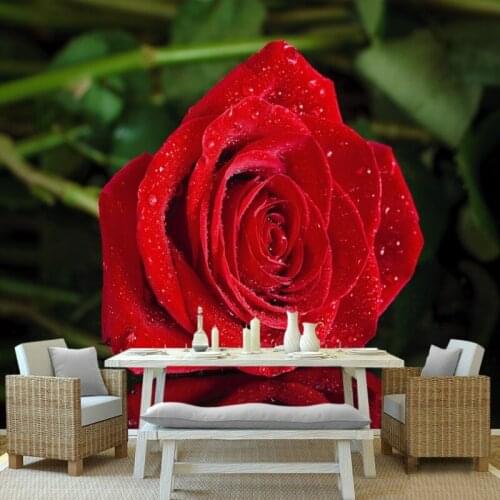 Photo wallpaper Romantic red rose reflections TV wall decoration painting mural living room bedroom hotel custom wallpaper