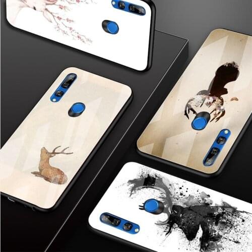 Deer Head Tempered Glass Phone Case For Huawei honor 8X 9 10i 20i 20Lite 20Pro 30 Pro Cover Shell