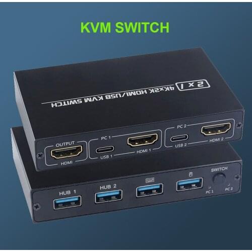 HDMI KVM Switch 4 Port 4K USB Switch KVM VGA Switcher Splitter Box for Sharing Printer Keyboard Mouse KVM Switch HDMI USB Hub