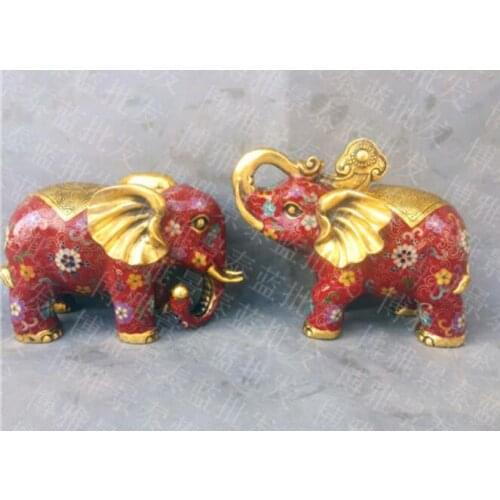 Chinese pure copper cloisonne Auspicious elephant office home crafts ornaments