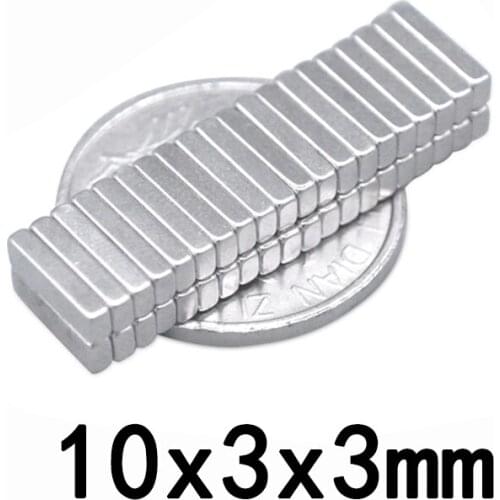 10~500PCS 10x3x3 sheet Strong Neodymium Magnets Thickness 3mm Block Permanent Magnet 10x3x3mm Powerful Magnetic Magnets 10*3*3