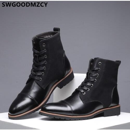 Snow Boots Men High Ankle Shoes Men Leather Boots Coiffeur Winter Shoes Men Ankle Boots Big Size Shoes 48 Designer Shoes Ayakkab