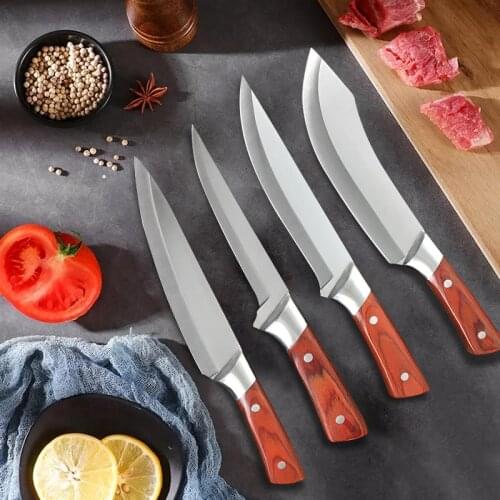 4pcs Chef Knives Sets Stainless Steel Slaughter House Boning Knife Butcher Knife Sharp Cleaver Slicing Knife
