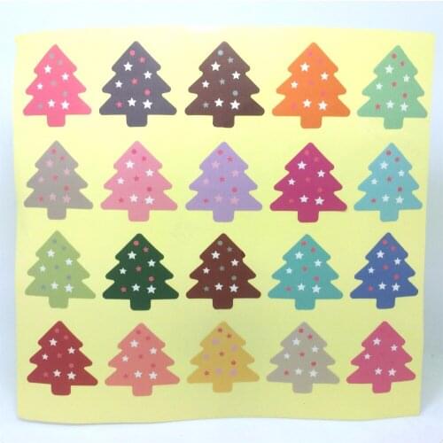 20 colour mix Christmas paragraph stickers creative stickers colored tree sealing paste into the lamination section 200PCS/SETS