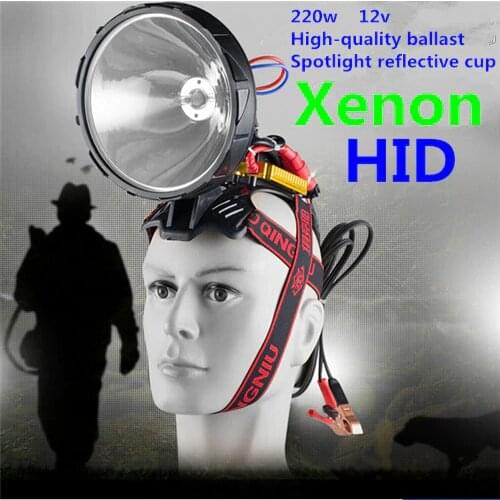 Headlamp HID 55W 100W 220W hunt Xenon Simple installation headlamp Xenon 100w Super bright searchlight outdoor flashlight 220w
