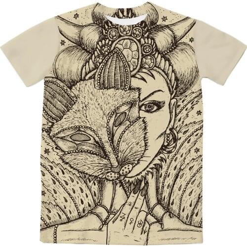 REAL American US SIZE Fox. Mystic Lenormand oracle tarot Sublimation Printing Plus Size 3XL 4XL 5XL 6XL Top T-Shirt