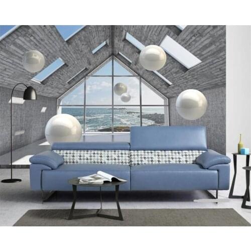 Beibehang papel de parede Custom modern decorative painting wallpaper architectural space landscape ball 3d background