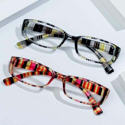 Ultralight PC Frame Reading Glasses for Women Men Fashion Retro Print Stripe Presbyopic Lens Eyeglasses Vision Care Eyewear