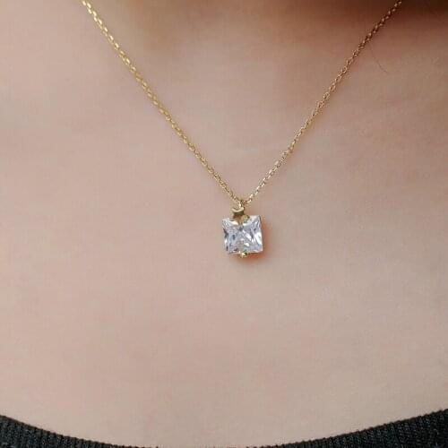Flash Square Cubic Zircon Star Pendant Necklace Fashion Clavicle geometry Necklace For Women