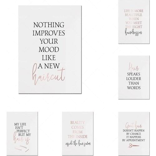 Hairstylist Canvas Printmaking Hairdresser Gift Golden Scissors Poster Beauty Salon Wall Art Painting Spa Decoration