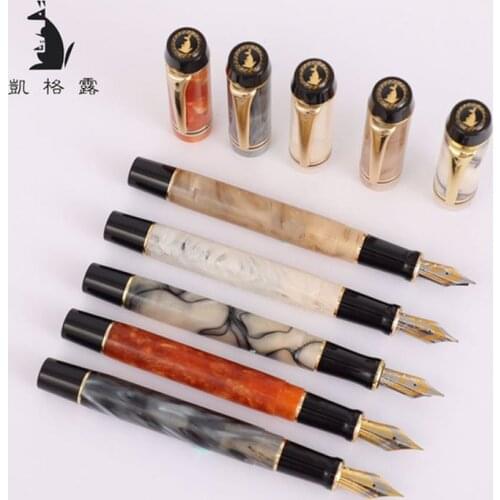 Kaigelu 316 Noble Marble Celluloid Fountain Pen, 22KGP Medium Nib Multicolor For Choice Phantom Pattern Gift Pens