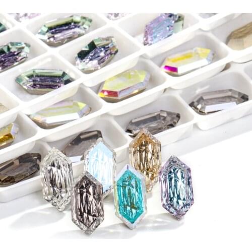 Pipatian Geometry Relief Rhinestone Nail Stickers Fancy Stone Cool Polygon Crystal Flatback Glass Strass Bulk Gemestone