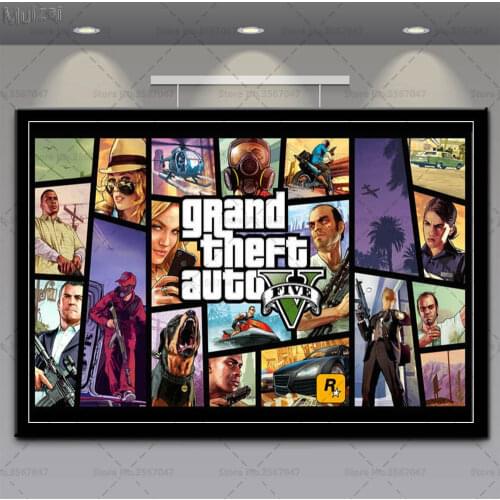 Grand Theft Auto V Poster GTA Posters and Prints Wall Art Picture Canvas Painting for Living Room Home Decor