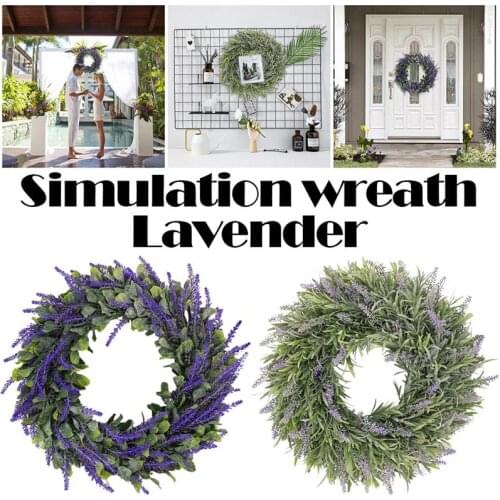 Fake Lavender Hanging Garland For Front Door Artificial Green Wreath Leaves Door Wall Window Garland Party Home Outdoor Decor