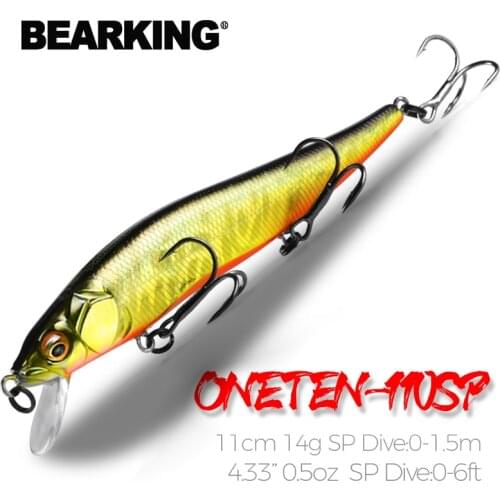 Bearking 11cm 14g SP dive 1.5m professional Minnow Wobbler fishing lures quality jerkbaits Artificial Bait Predator tackles