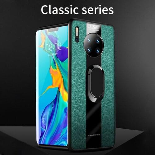 Luxury High Quality Shockproof Car Magnetic Ring Holder PU Leather Mobile Phone Case For Huawei Mate 40 30 Pro Plus Cover Fundas