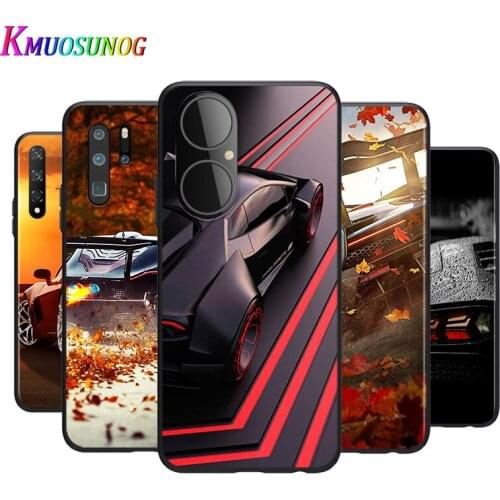 Silicone Cover Cool Sports Car For Huawei P50 P40 P30 P20 Pro P10 P9 P8 Lite E Plus 2019 Phone Case