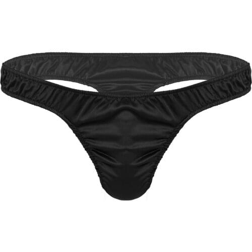 Men Briefs Underwear Sexy Lingerie Sissy Boy Panties Low Waist Soft Shiny Slip Satin Hombre Ruffled Bikini G-strings Underpants