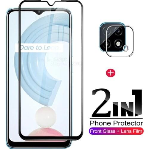 Realmi c21 protective glasses for realme real me c21 c 21 21c realmec21 6.5'' glass camera lens screen protector films cover hd