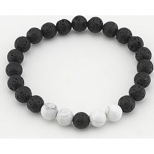 8mm Lava Stone Bead Bracelet White Howlite Stretch Bracelet Yoga Bracelets Mens And Womens Jewelry Wrist Bracelets Mala Beads