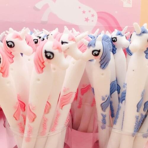2 pcs/pack Unicorn Rubber Gel Ink Pen Promotional Gift Stationery School & Office Supply Birthday Gift