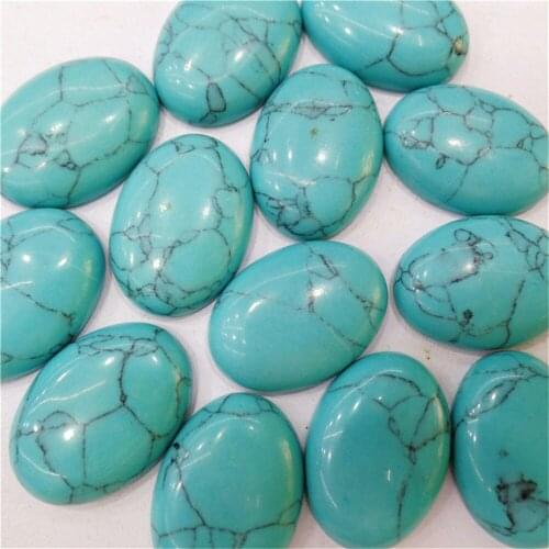 30Pcs 25x18x6mm Wholesale Green Turquoise Oval Cab Cabochon DIY Ring Handmade Jewelry Accessories S750
