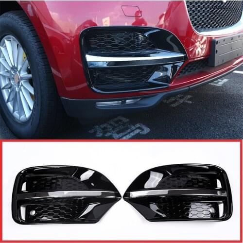 4 Pcs For Jaguar F-Pace f pace X761 2016 Car-Styling Glossy Black ABS Chrome Front Fog Lamp Frame Cover Trim Accessories