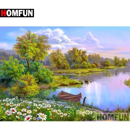 HOMFUN Full Square/Round Drill 5D DIY Diamond Painting "Landscape tree" Embroidery Cross Stitch 5D Home Decor A07449