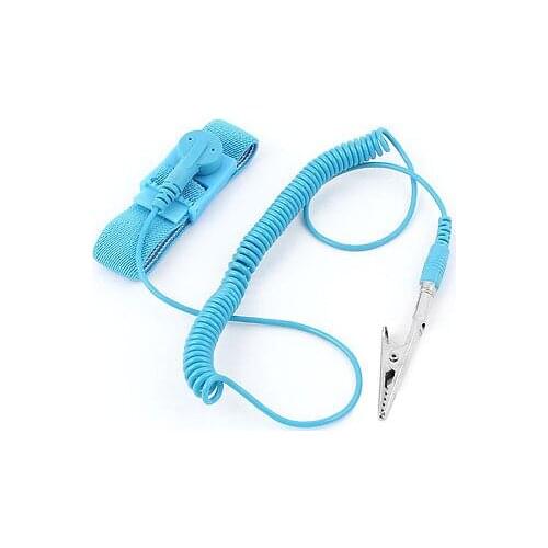 Alligator Clip Anti Static ESD Discharge Adjustable Wrist Strap Band Blue