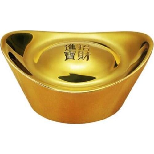 Free shipping pure copper solid gold ingot handicraft furnishing articles Brass ingots Family decoration decoration four sizes