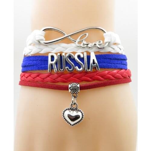 Infinity love russia Bracelet handmade russia flag bracelet fashion russia man and woman bracelet russia bangles