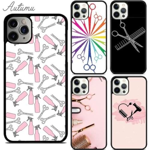 Hair Stylist Scissors Brush Switch Phone Case for iPhone 11 12 Pro Max mini X XR XS SE 2020 5 6S 7 8 Plus Galaxy S8 S9 S10 Cover