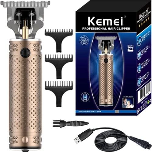 Kemei 1758 pro electric barber shop small hair trimmer men lithium Ion metal shell beard trimmer finishing hair cutting machine
