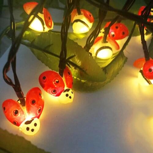 Solar String Lights 5M 20Leds Fairy Lights Ladybug Shaped Holday Lights Outdoor Garden Light Waterproof For Christmas Wedding