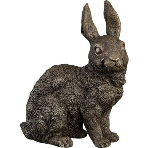 Ivorique DW-015 Gift decoration Bronze rabbit figurines Animal Hare statue for fengshui