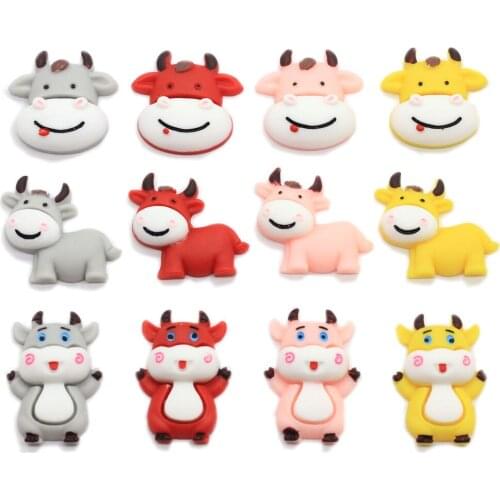 Kawaii Cartoon Cows Flatback Resin Cabochons Embellishments Flat Resins Of Characters For Phone Decor Parts DIY Accessories